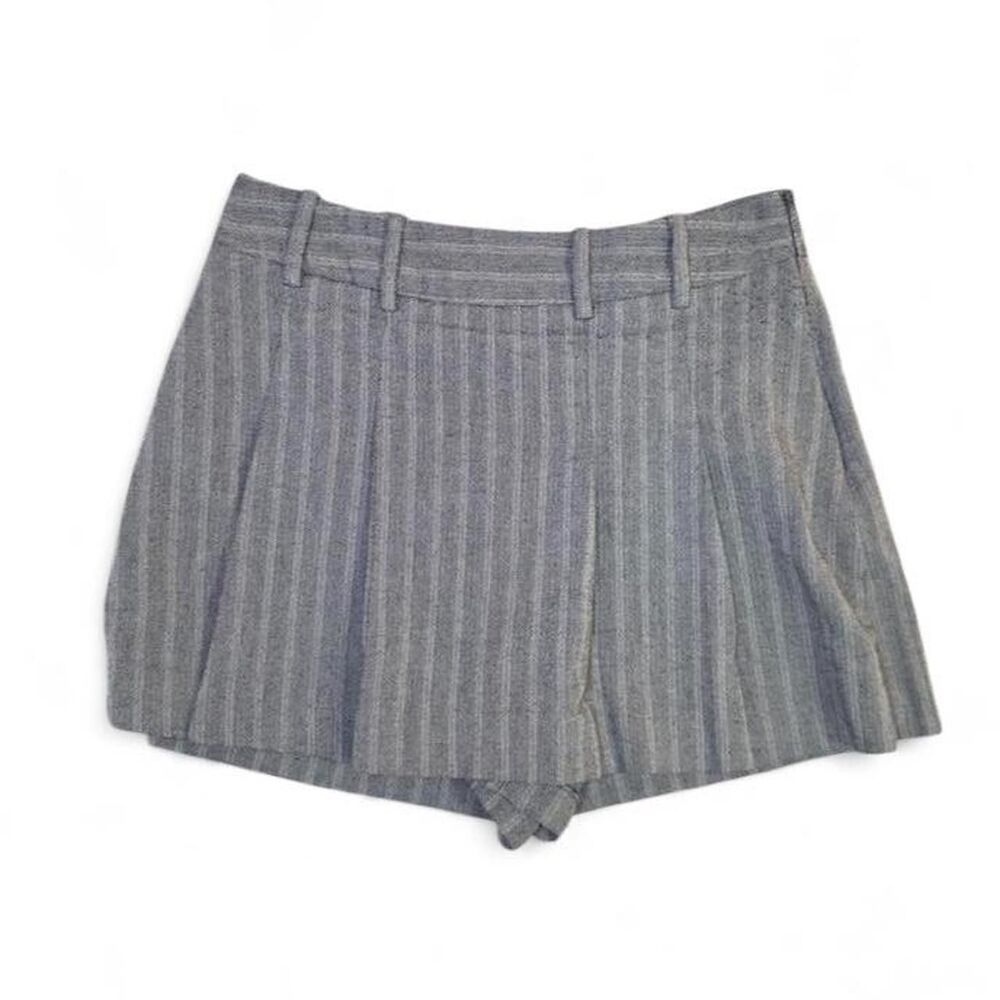 Zara Gray Pinstripe Herringbone Skort Tailored Mini Shorts Skirt Size 5